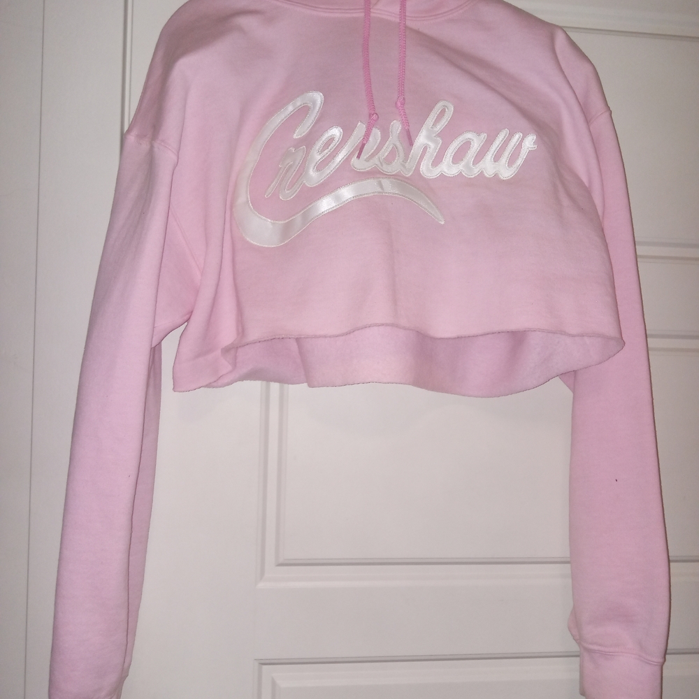Pink Cropped Crew Neck Sweater